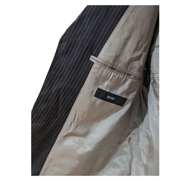 Hugo Boss Scorsese/Movie 100% Virgin Wool Black & Gold Pinstripe Suit 40R - Picture 4 of 12